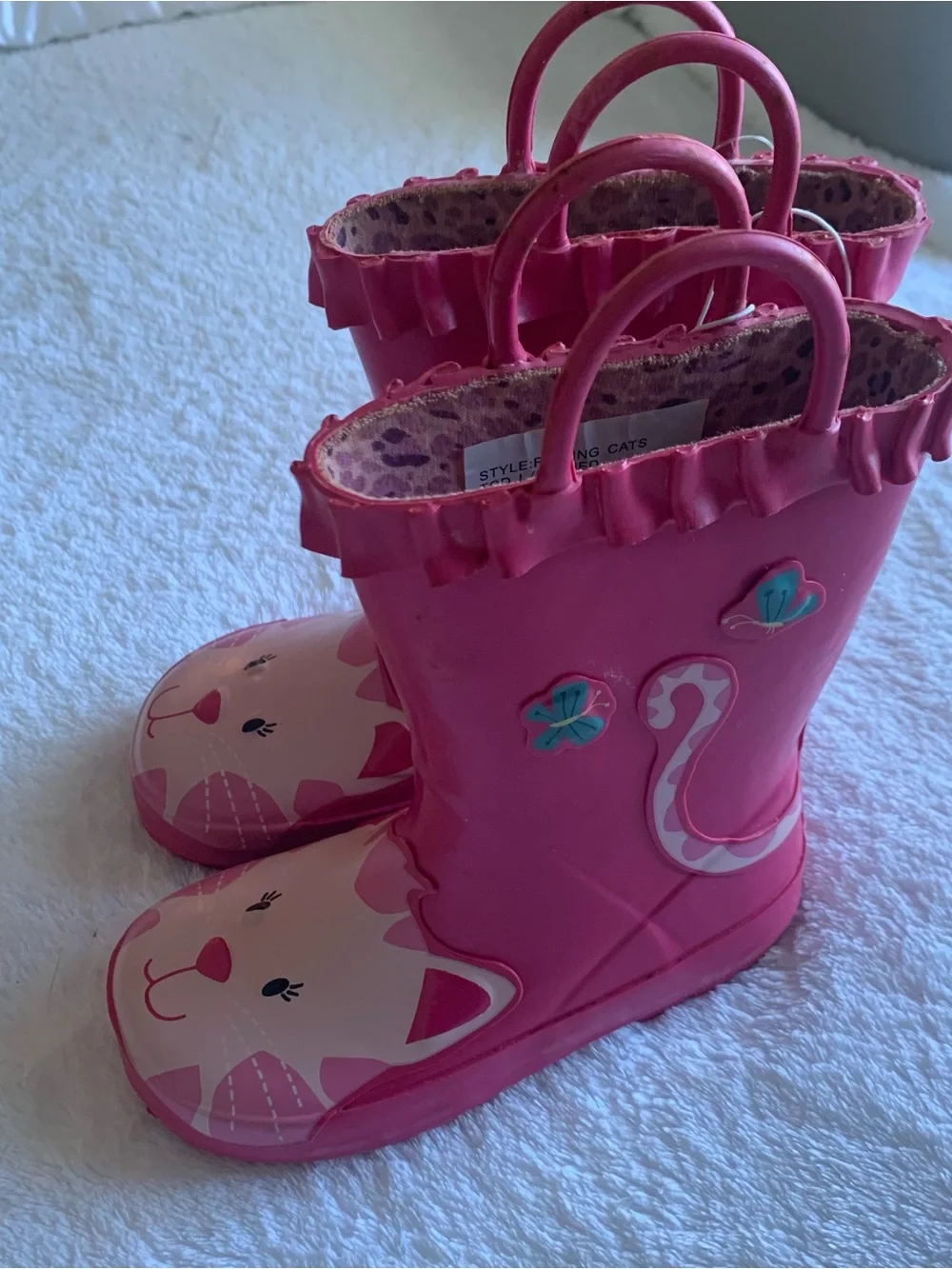 Jumping Beans Toddler Girls Pink Cat Rain Boots, Size toddler Large 8/9 M